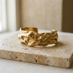 Dune Sculptural Gold Cuff Bracelet